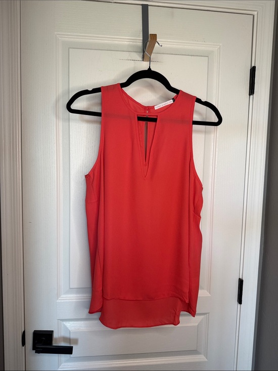 Three Eighty Two Tops - Keyhole Sleeveless Camisole in Coral